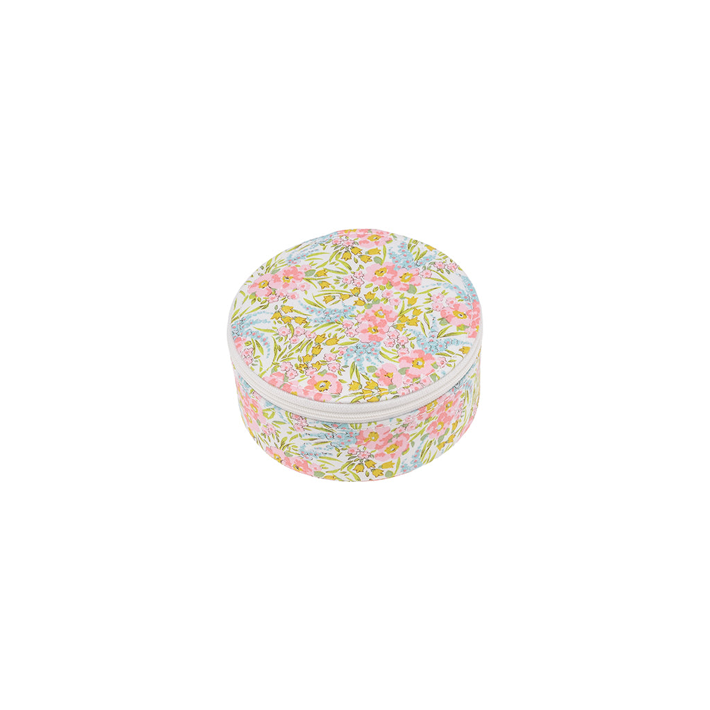 Bon Dep Jewelry Box with Liberty Print, Round - Swirling Petals Pink