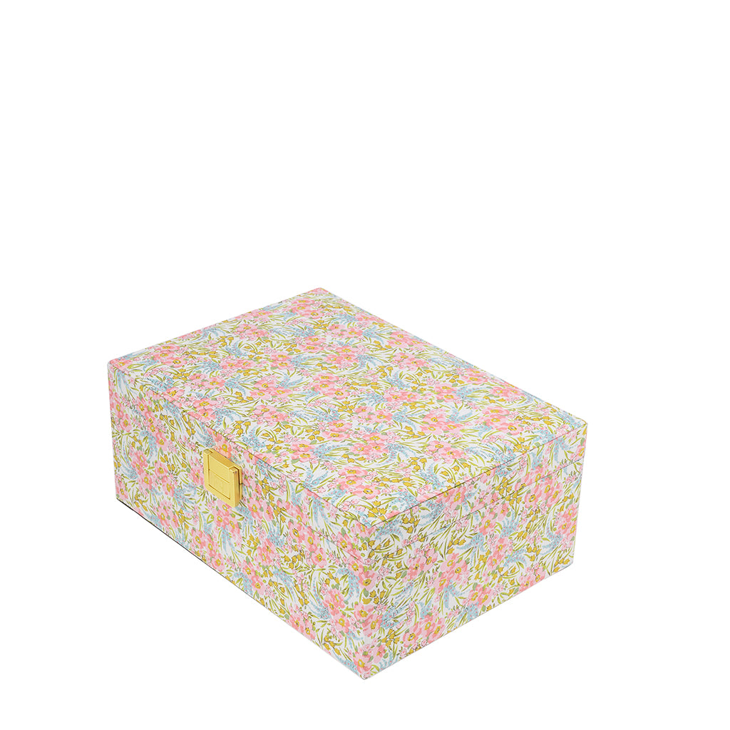 Bon Dep Jewelry Box with Liberty Print, Square - Swirling Petals Pink