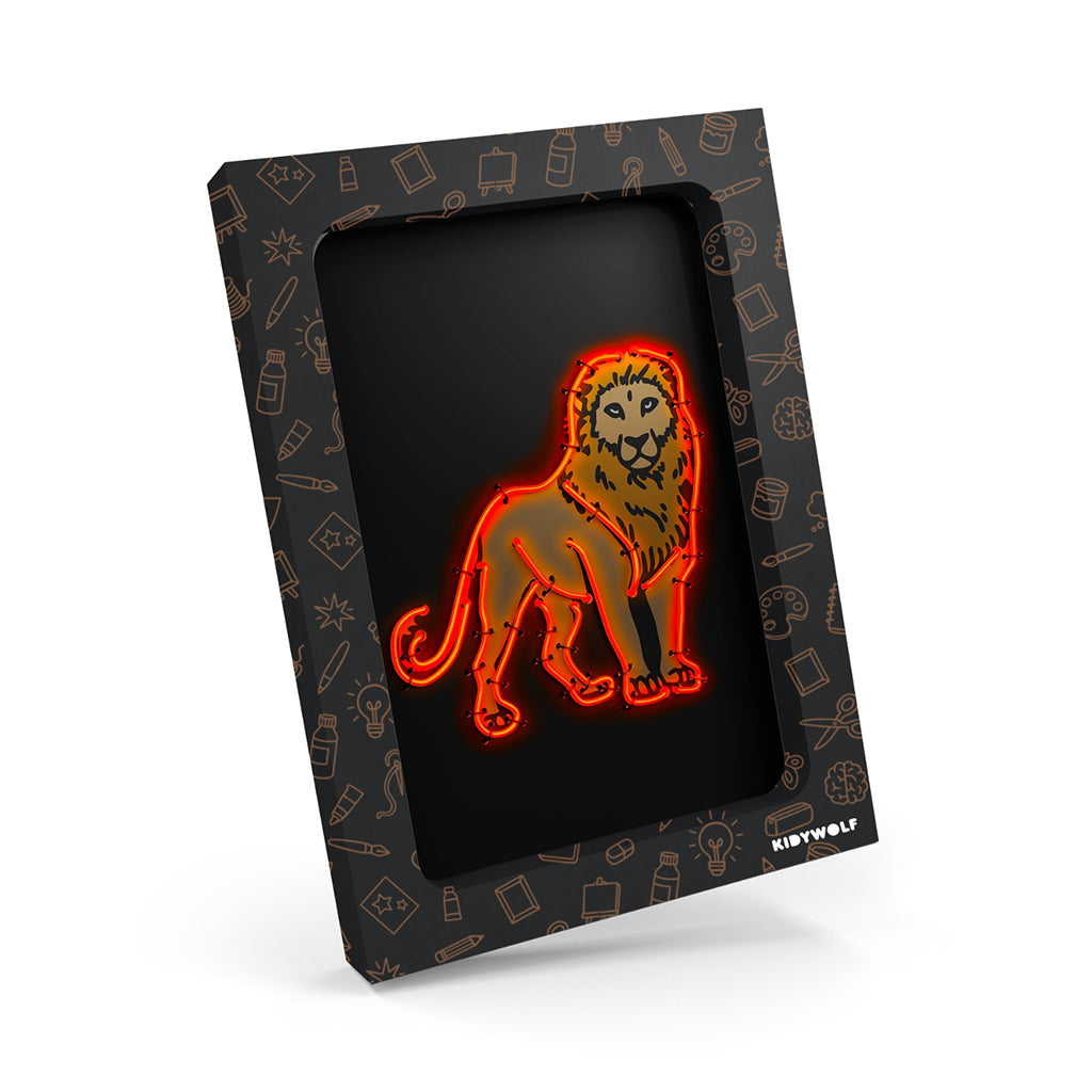 Kidyneon, DIY Glow-in-the-Dark Pictures with Orange Neon Thread - Animal