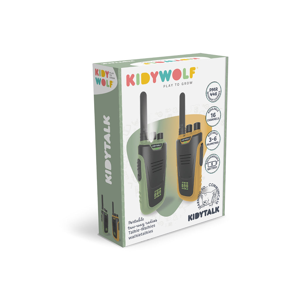 Kidywolf Walkie Talkie for Kids, Kidytalk - Green/Orange