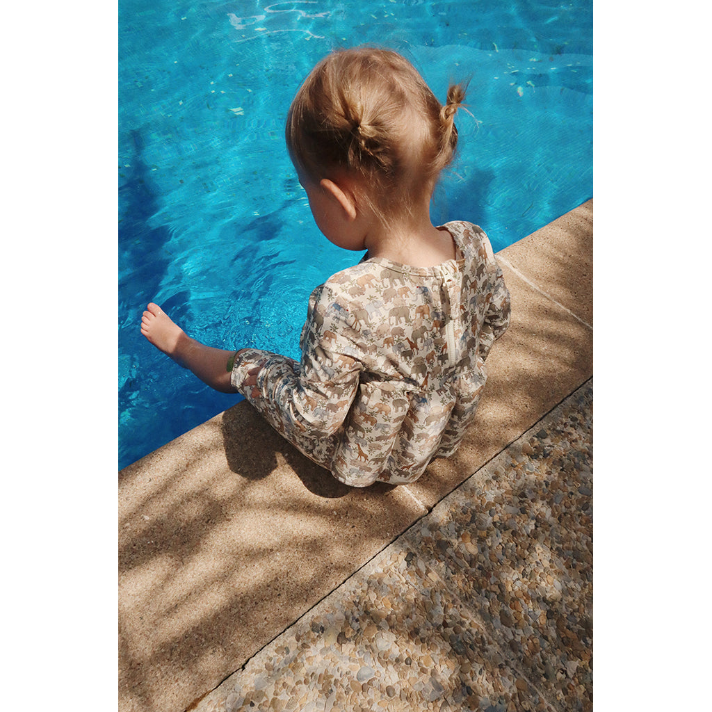 Konges Sløjd Swimsuit, Full Suit with Removable Float Blocks, Safari - Size 9 Months - 4 Years