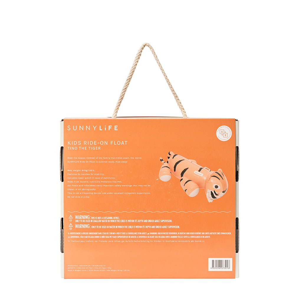 Sunnylife Kids Ride-On Pool Float, Tino the Tiger