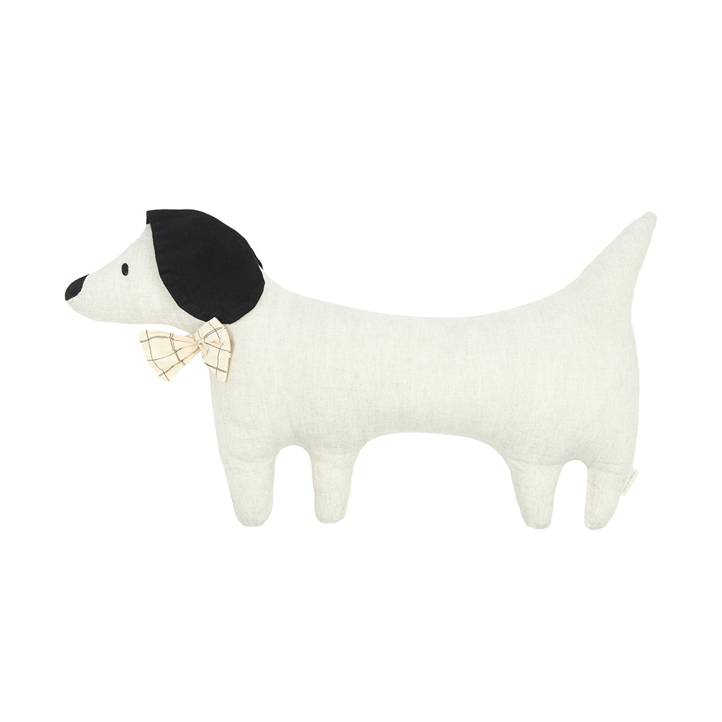 Nobodinoz Toby Dog Cushion, Washed Linen, Greige