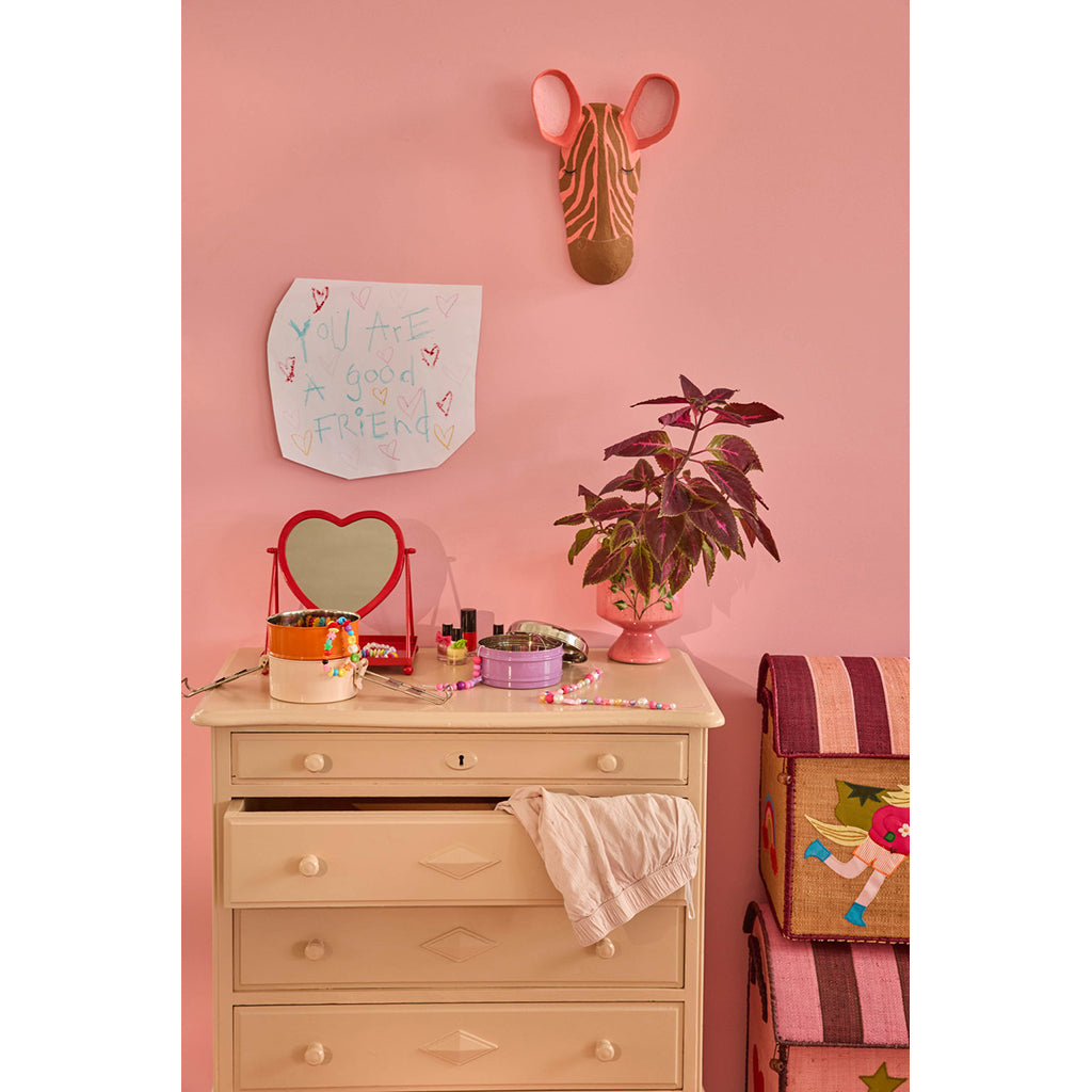 Rice Papier-Mâché Wall Trophy, Zebra - Pink