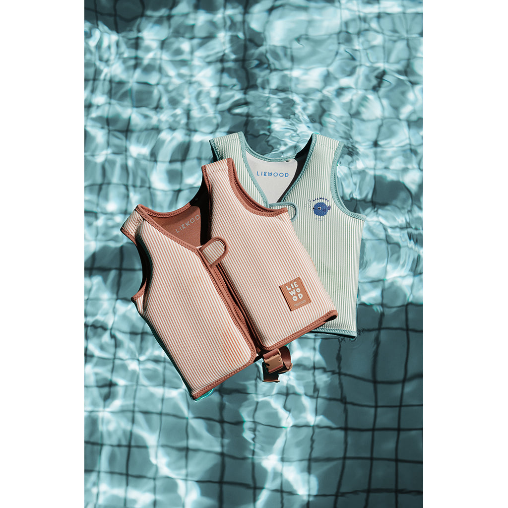 Liewood Dove Swim Vest in Bæk-og-Bølge, Stripe Pale Tuscany/Crème de la Crème - Multiple Sizes