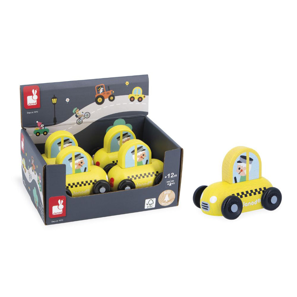 Janod Wooden Taxi Toy Car
