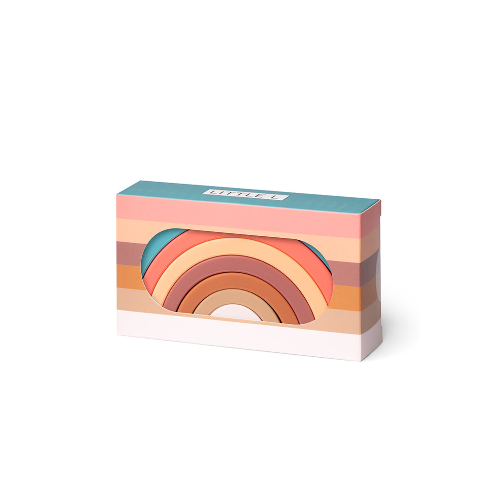 Little L, Silicone Baby Toy, Rainbow - Brown and Greenish Shades