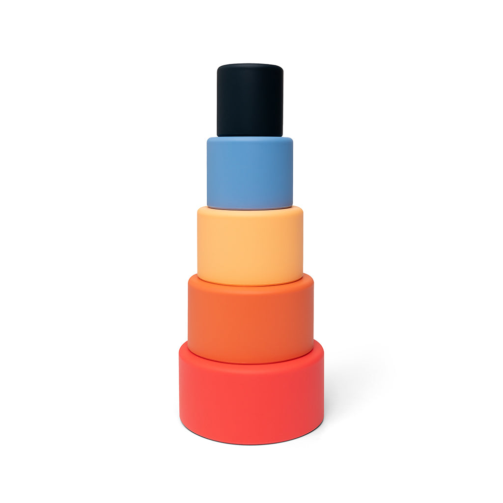 Little L Silicone Baby Toy, Stacking Bowls - Shades of Orange and Blue