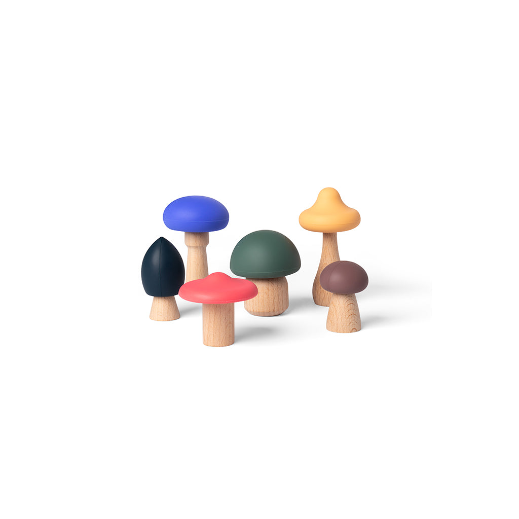 Little L, Colorful Wooden and Silicone Mushrooms for Babies
