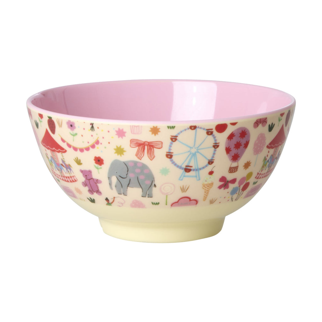 Rice Melamine Bowl, Medium, Pink - Fun Fair Print
