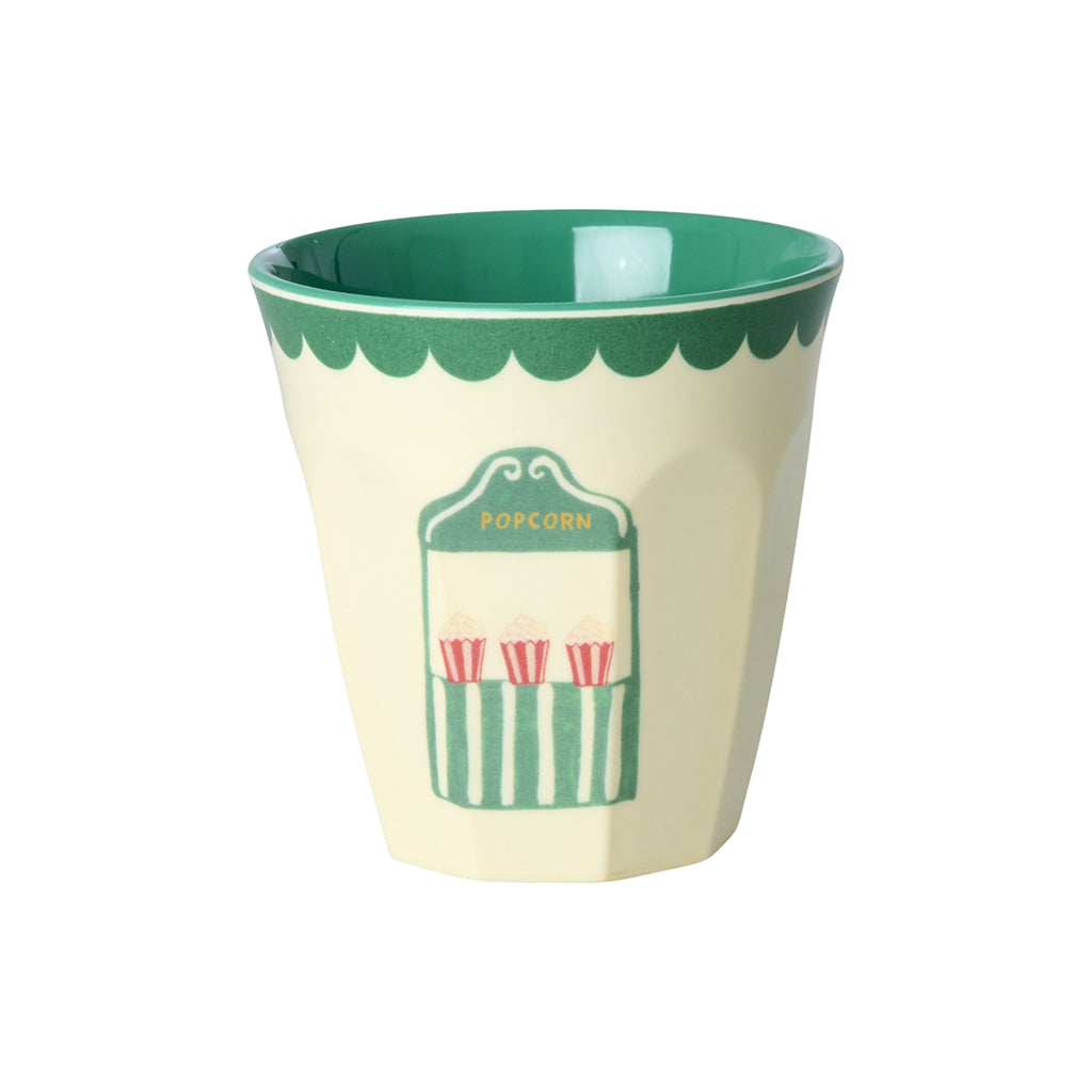 Rice Melamine Cups, Fun Fair Print, 6-Pack, Small - Mint