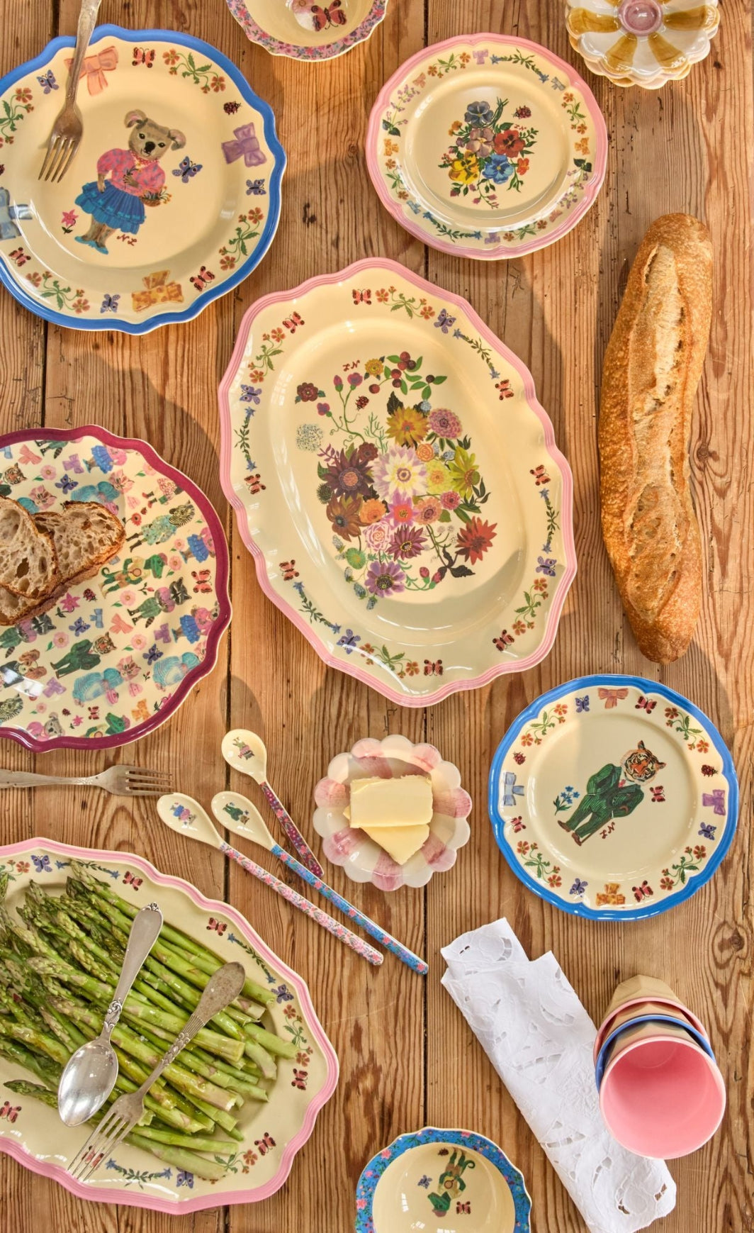 Rice Melamine, Vintage Side Plate in Bordeaux - Nathalie Lété Print
