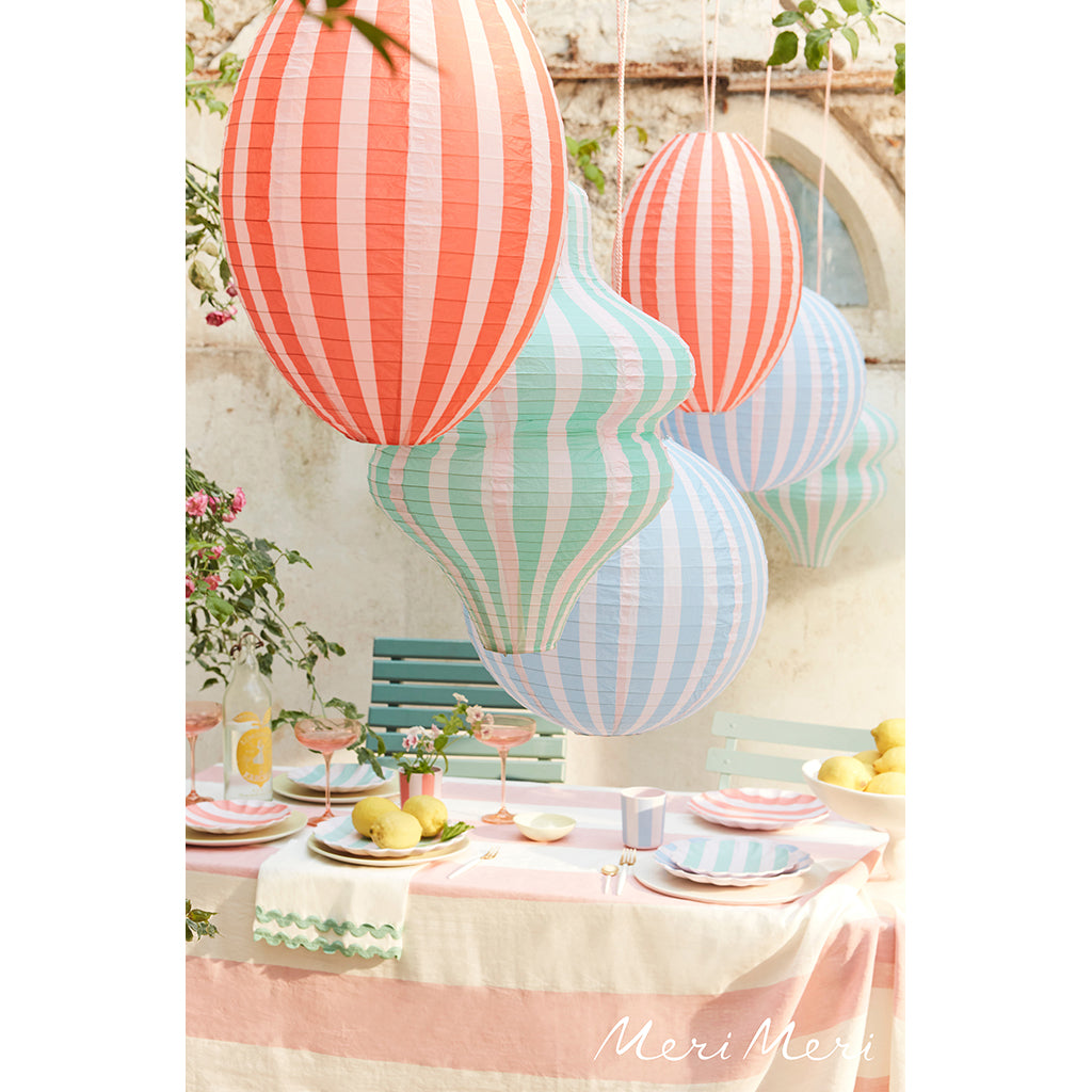 Meri Meri Paper Lanterns, Stripy Design, Set of 3 - WITHOUT LIGHT SOURCE