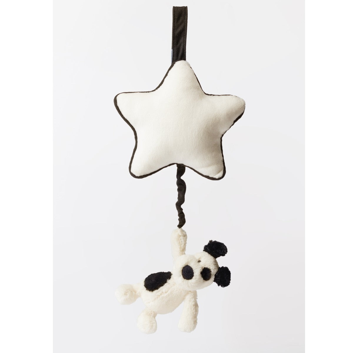 Baby Jellycat Musical Pull Toy, Dog - Black/Cream