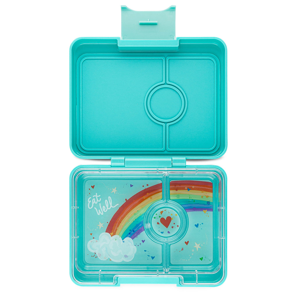 Yumbox Lunchbox with 3 Compartments, Snack - Misty Aqua/ Rainbow