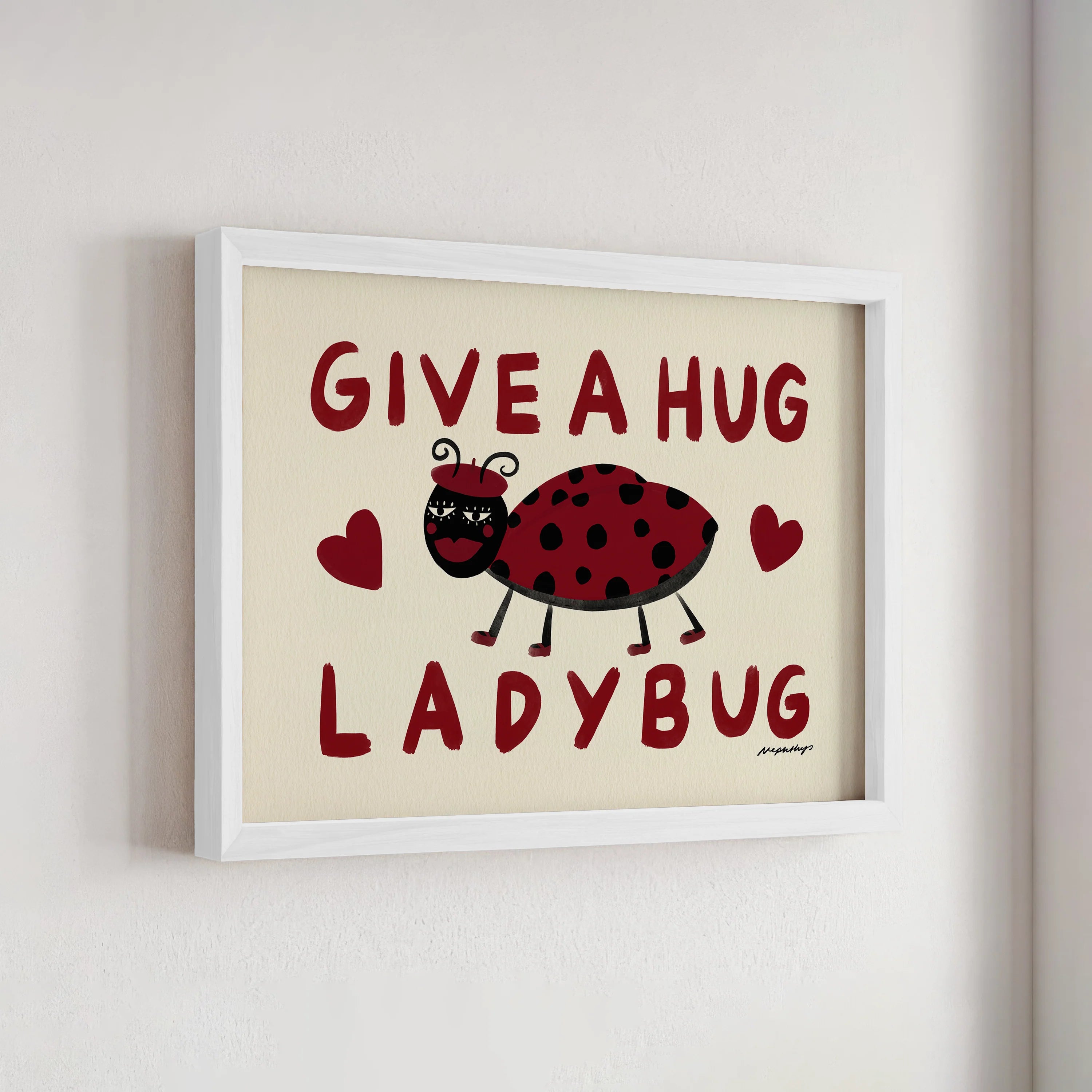 Nephthys Illustrated Poster, Give a Hug Ladybug - A4
