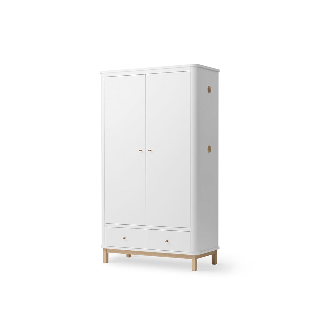 Oliver Furniture Wood Wardrobe with 2 Doors, White/Oak – 204 cm High