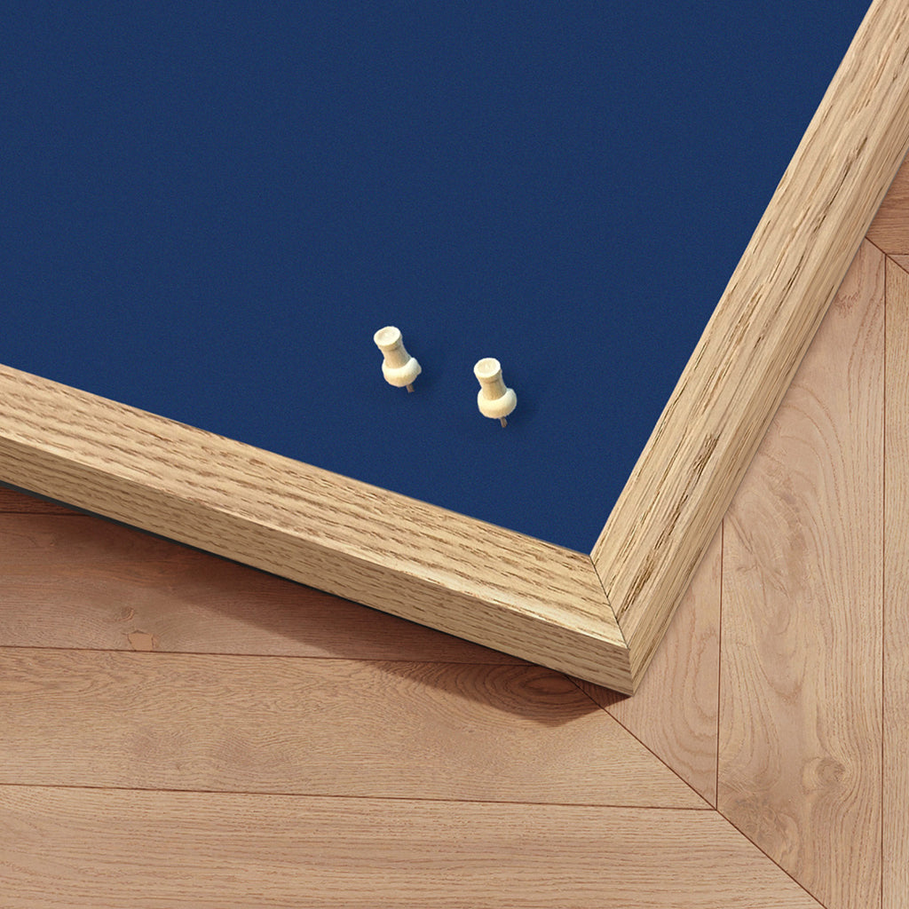Bulletin Board with Oak Frame, Dark Blue 62 x 42 cm