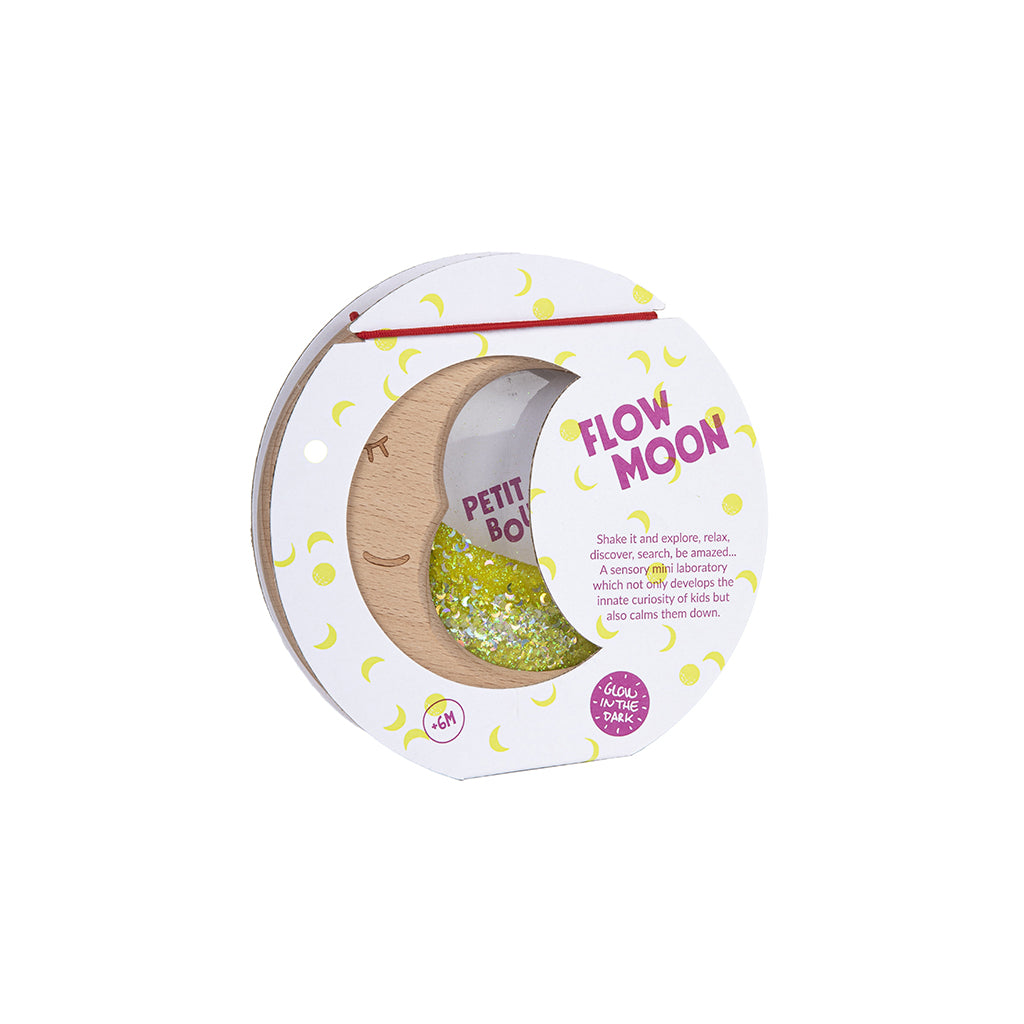 Petit Boum Sensory Toy, Wooden Moon with Liquid and Glitter – Sensory Moon