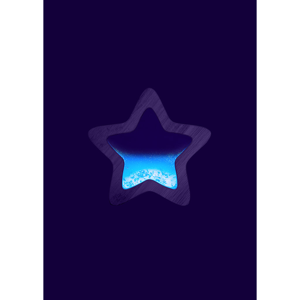 Petit Boum sensory toy, wooden star with liquid and glitter – Blue Orionis