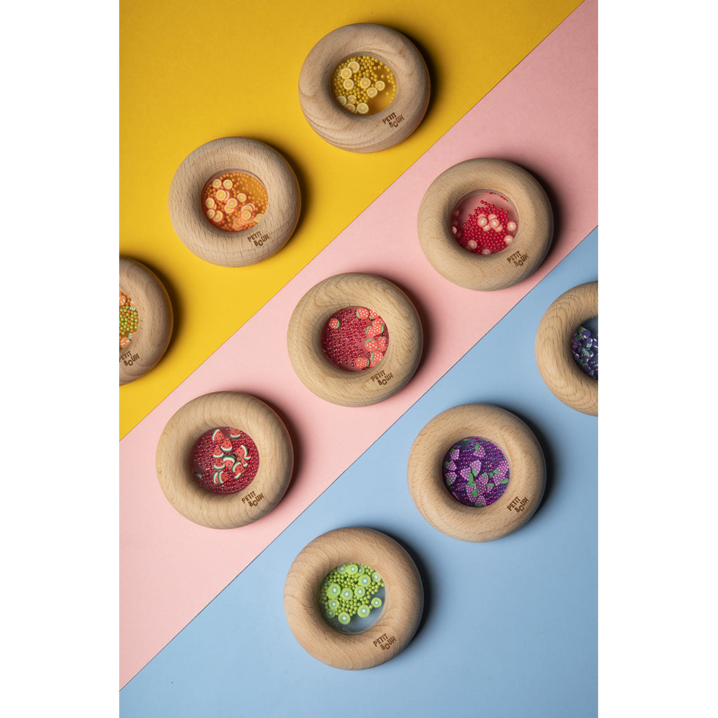 Petit Boum Baby Toy, Sensory Donut Rattle - Watermelons