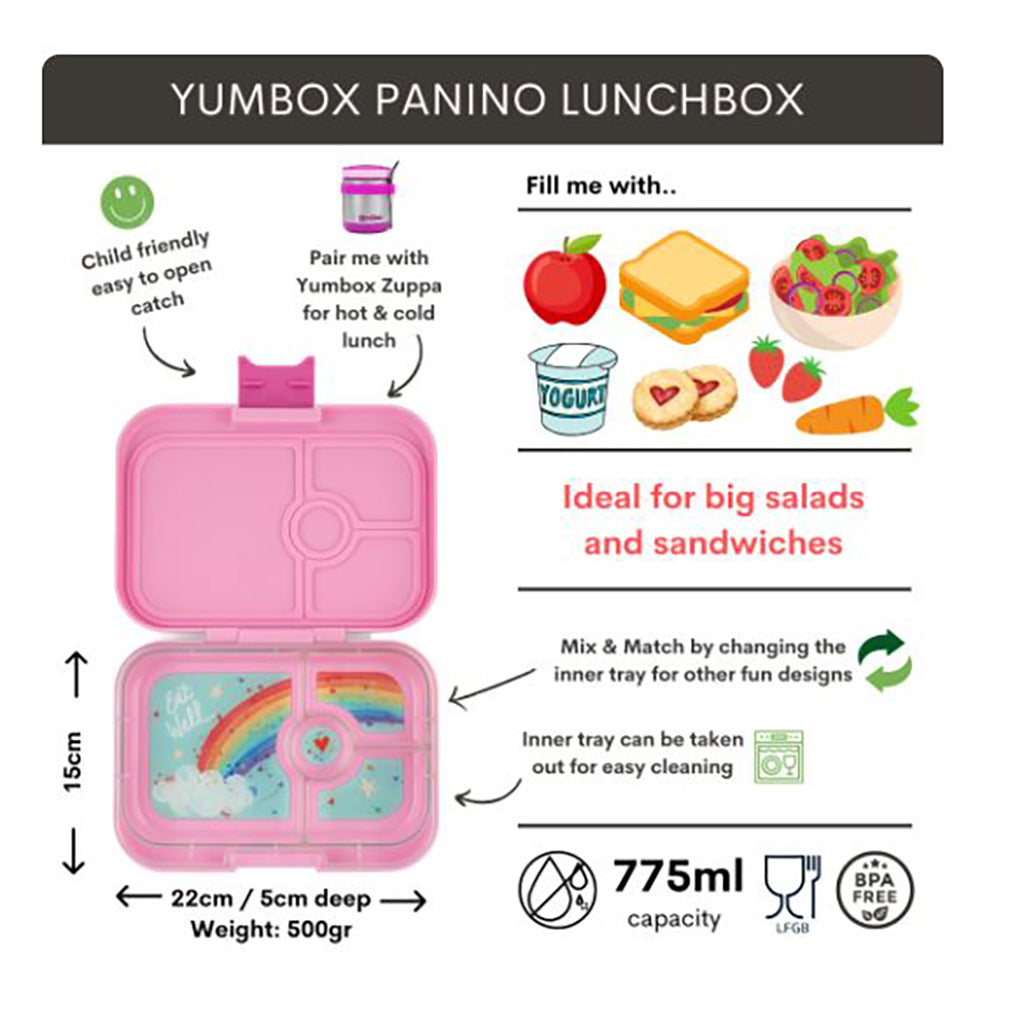 Yumbox Lunchbox with 4 Compartments, Panino, Rainbow