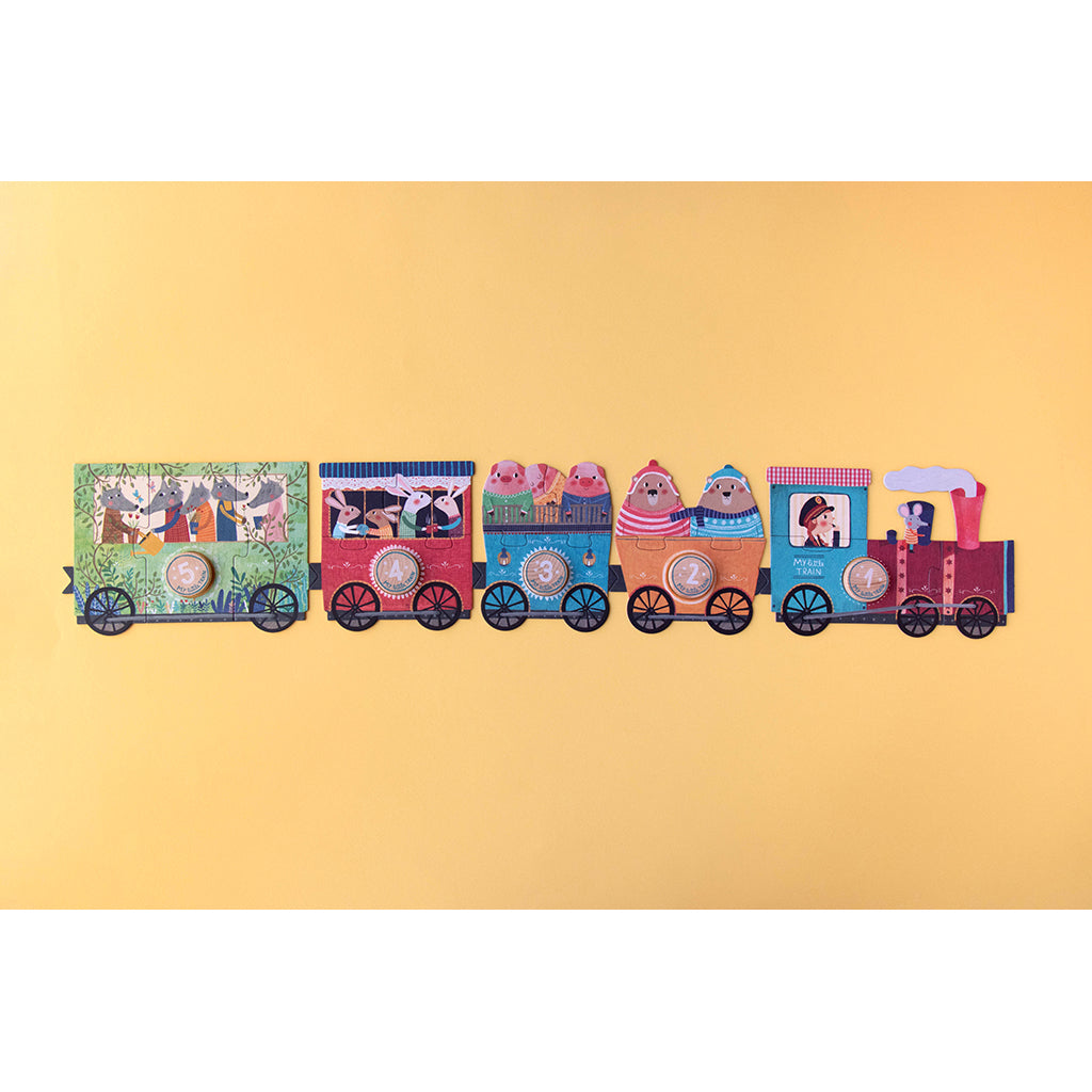 Londji Puzzle, My Little Train, Set of 10 Puzzles with 3 Pieces Each