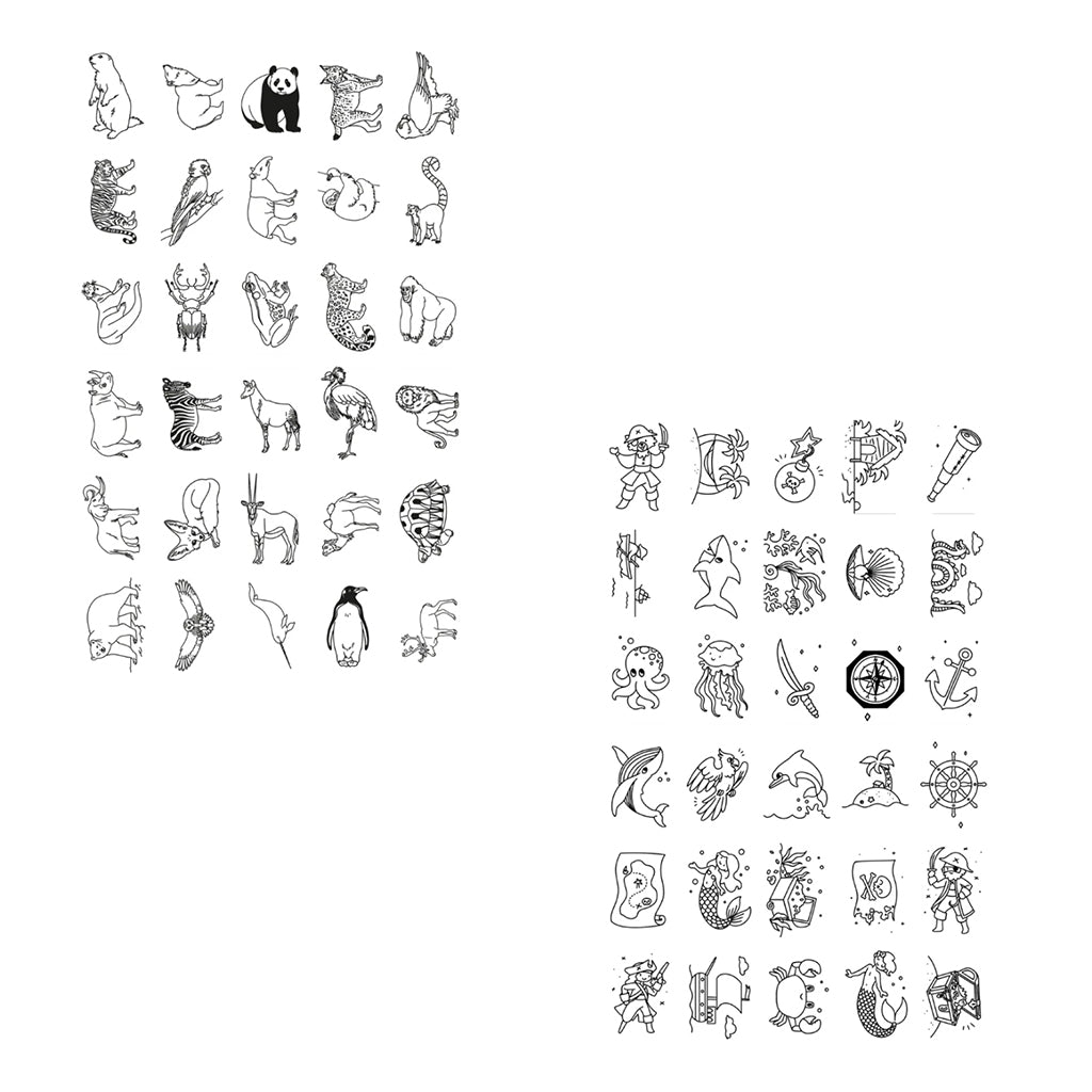 KidyDraw Mini Refill Cards with Drawing Stencils, Oceans & Pirates