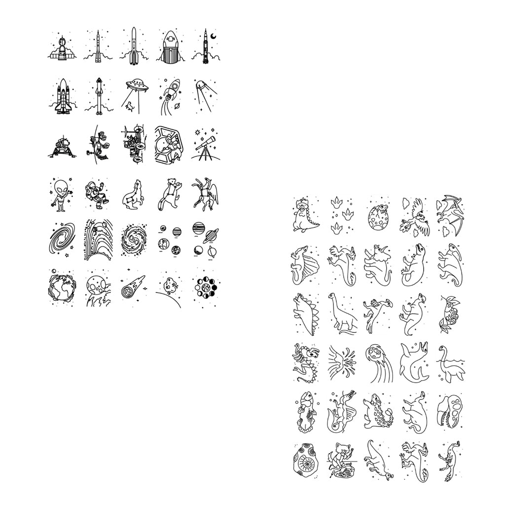 KidyDraw mini refill cards with drawing templates, Dinosaur