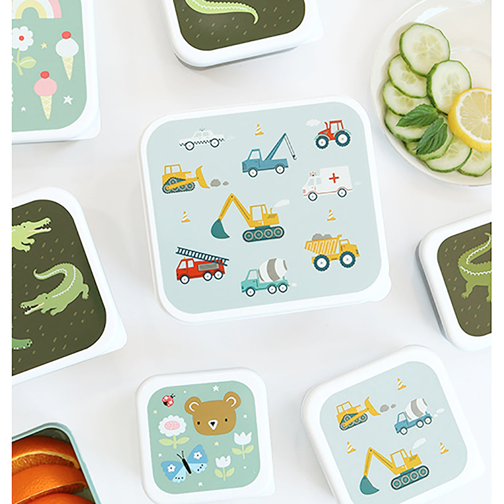 A Little Lovely Company Lunchbox Set, 4 Pieces - Vehicles