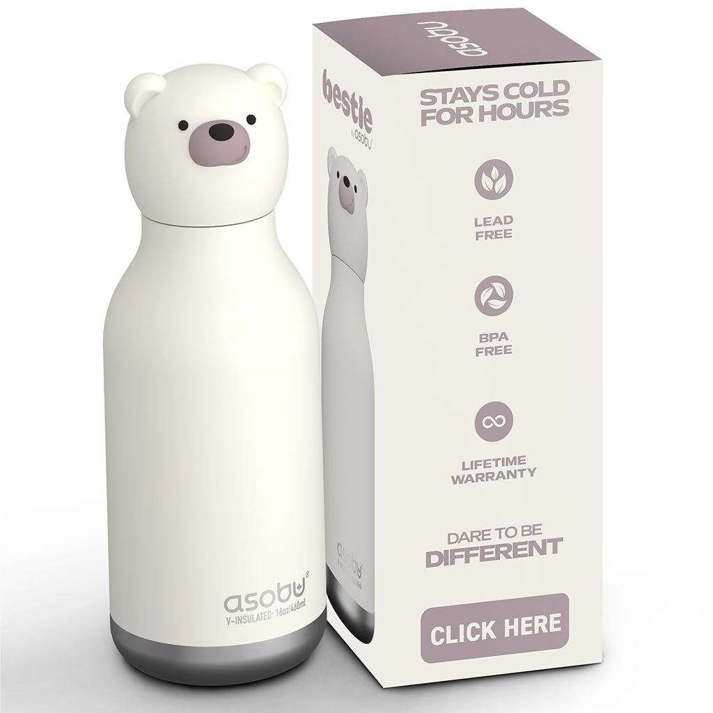 Asobu Bestie Animal Thermal Drink Bottle, 460 ml - Polar Bear