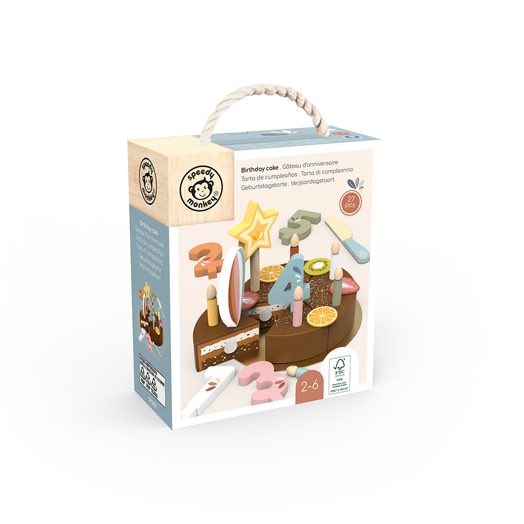 Speedy Monkey Wooden Play Food, Birthday Cake