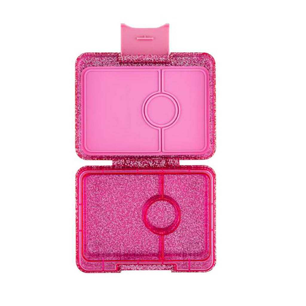 Yumbox Snack Lunchbox with 3 Compartments – Sparkle Pink Glitter/Pink Clear