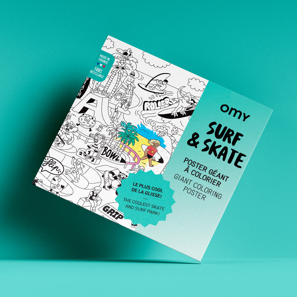 Omy Large Coloring Poster, 70 x 100 cm - Surf & Skate