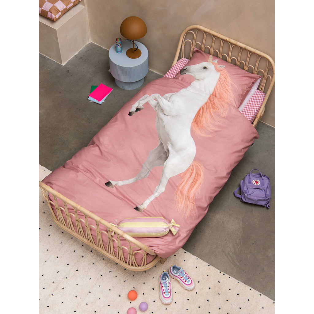 Snurk Adult Bedding, Organic - Unicorn Dusty Pink
