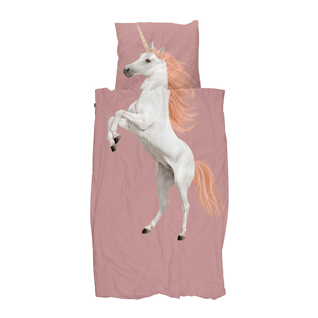 Snurk Adult Bedding, Organic - Unicorn Dusty Pink