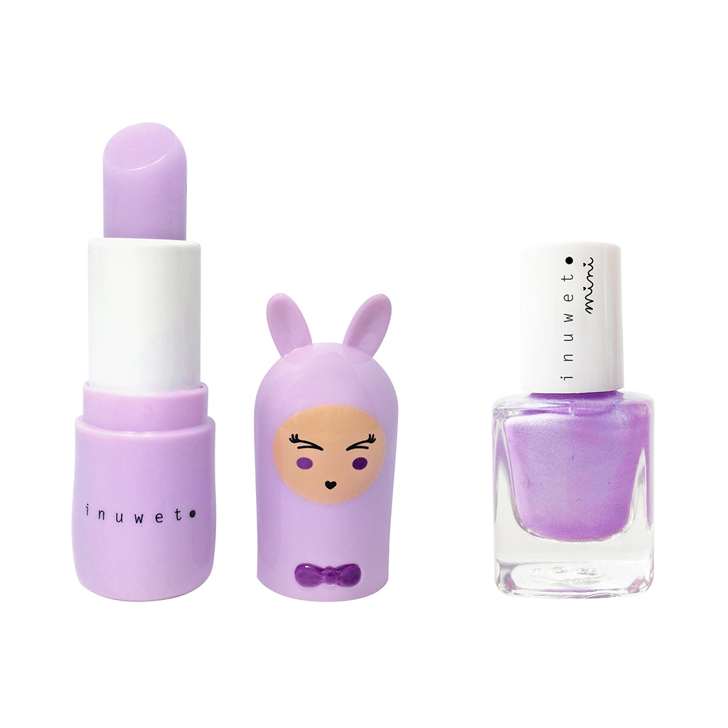 Inuwet Duo Aqua Set – Lip Balm & Nail Polish for Kids, Marshmallow Violet