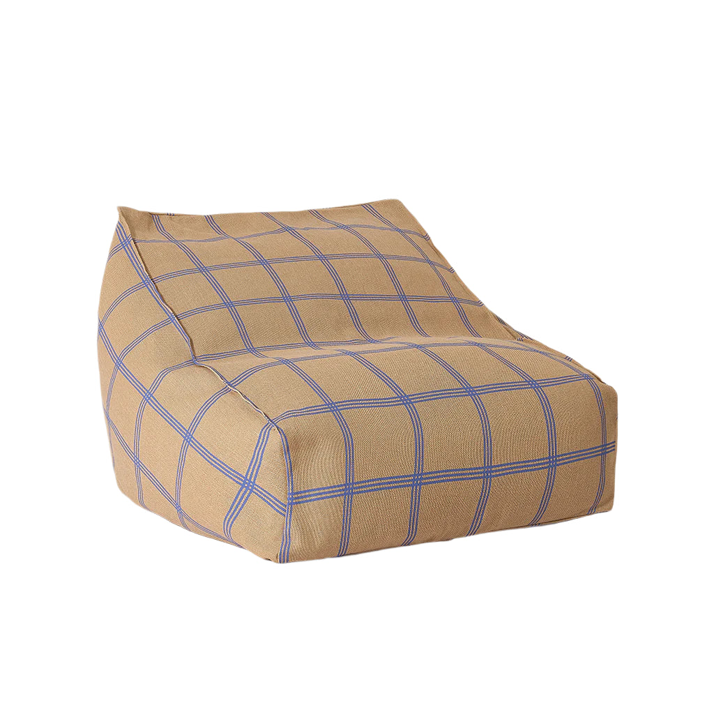 Nobodinoz Vibes Beanbag Chair, Brown Blue Windowpane