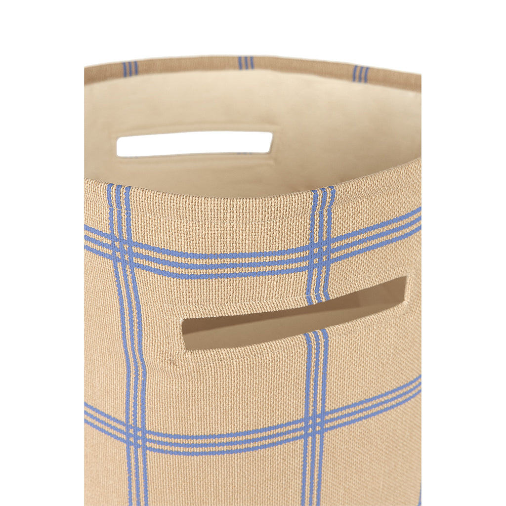 Nobodinoz Vibes Storage Basket, Large - Brown Blue Windowpane