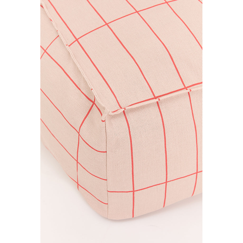 Nobodinoz Vibes Long Bean Bag Chair, Adult - Pink Red Grid