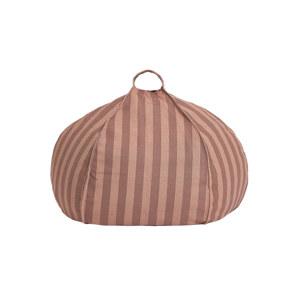 Nobodinoz Quilted Round Bean Bag, Vibes - Pink Mauve Stripes