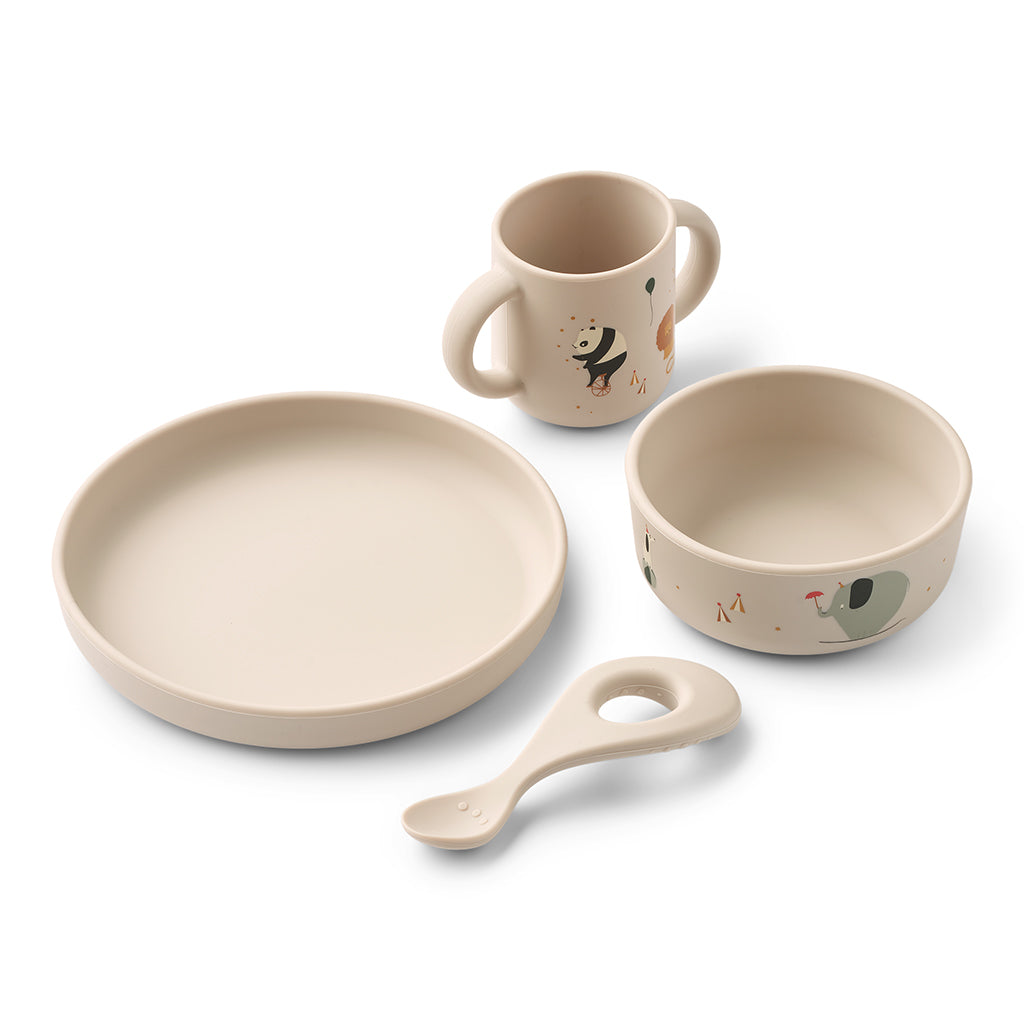 Liewood Vivi Silicone Tableware Set, Circus/Sandy