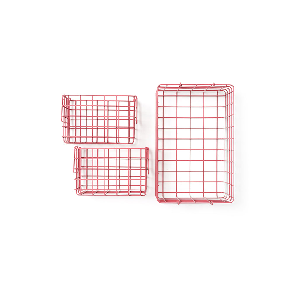 Mustard Made Baskets, sæt m. 3 trådkurve - Berry