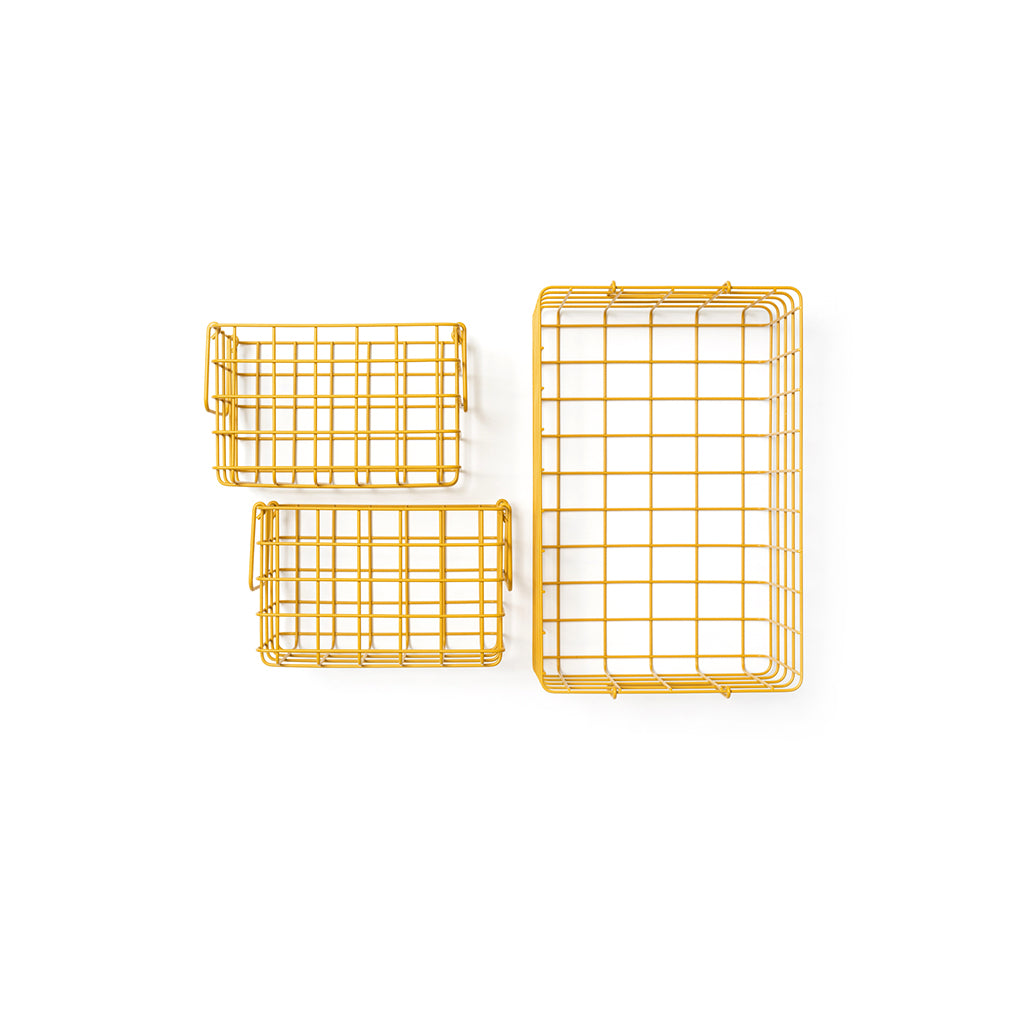 Mustard Made Baskets, sæt m. 3 trådkurve - Mustard