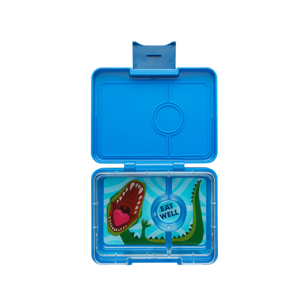Yumbox Lunchbox with 3 Compartments, Snack - Surf Blue/Dinosaur