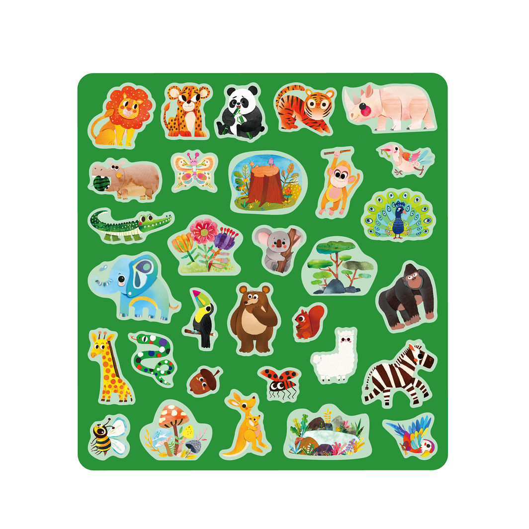 mierEdu - Jelly Stickers 31 pcs - Removable - Wild Animals