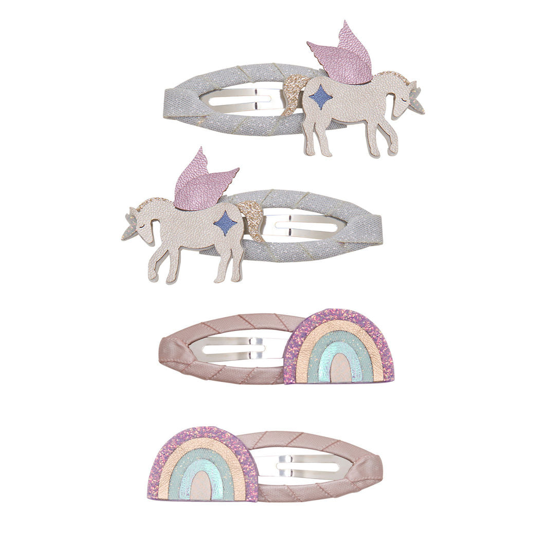 Mimi & Lula 4 Hårspænder - Unicorn and Rainbow