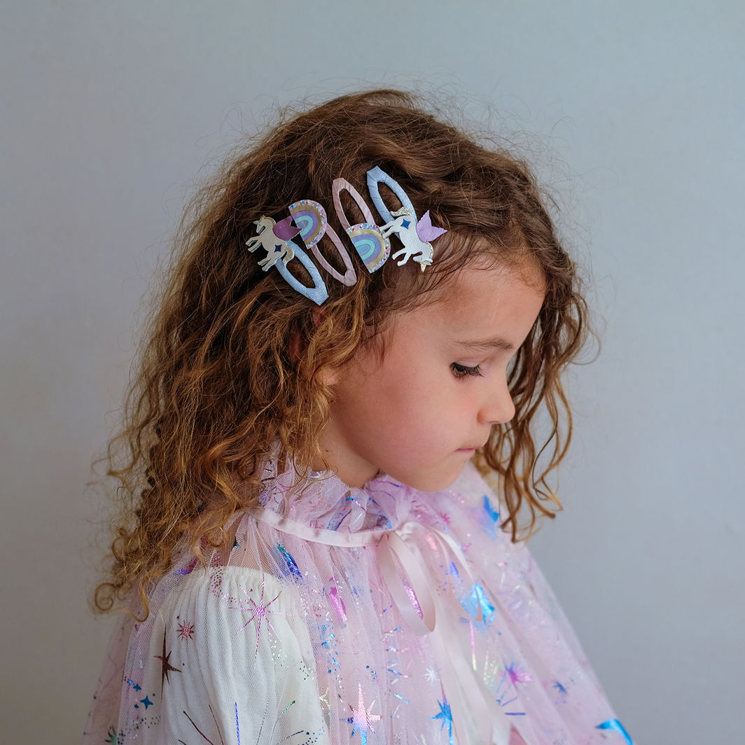 Mimi & Lula - 4 Hair Clips - Unicorn and Rainbow