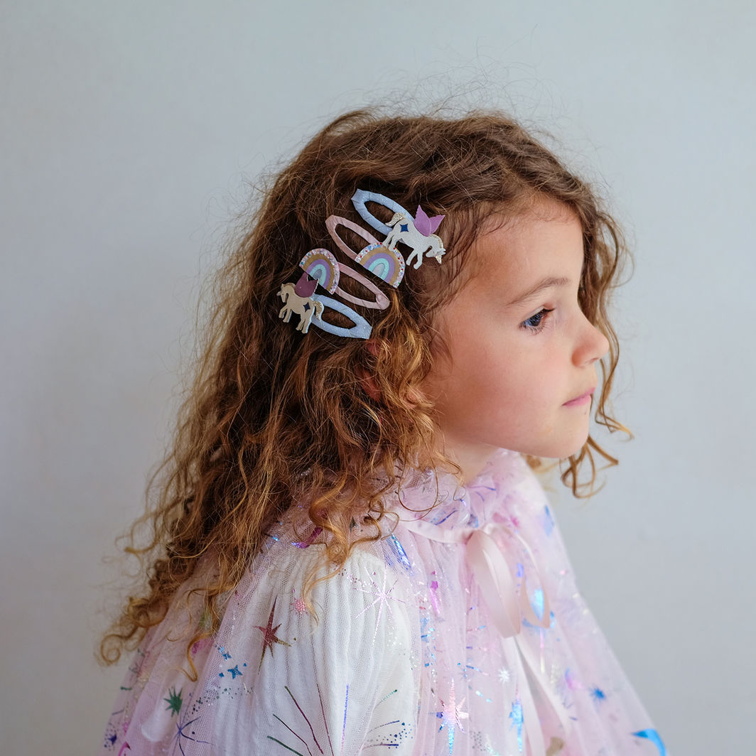 Mimi & Lula - 4 Hair Clips - Unicorn and Rainbow