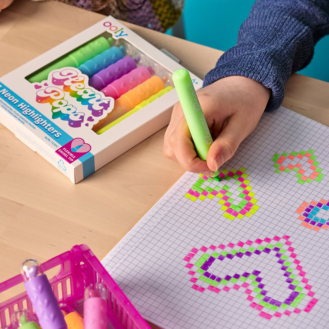 Ooly Highlighters Set of 6, Heart Pops Neon